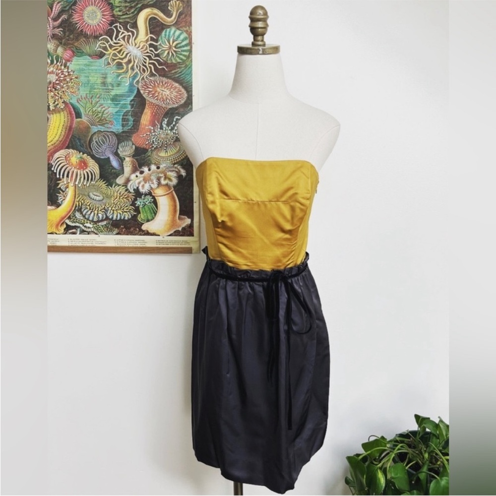 Thread Social Strapless Mini Dress with Bubble Skirt Gold & Gray size 8
